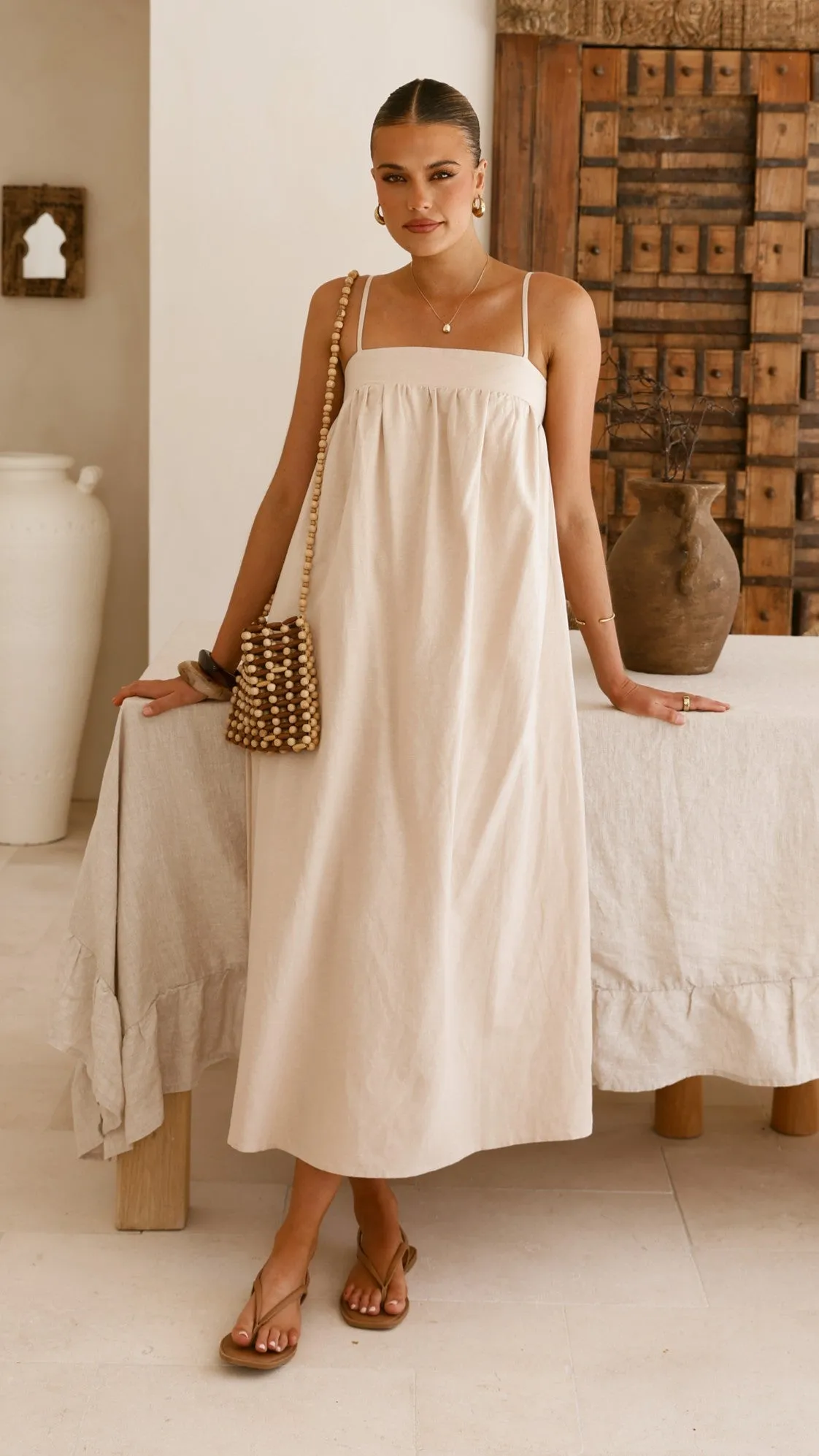 Gracia Maxi Dress - Beige holiday vibe