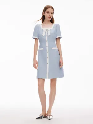 Trend Star Flirty summer piece Acetate Blend Sequins Tweed Contrast Trim Women Mini Dress