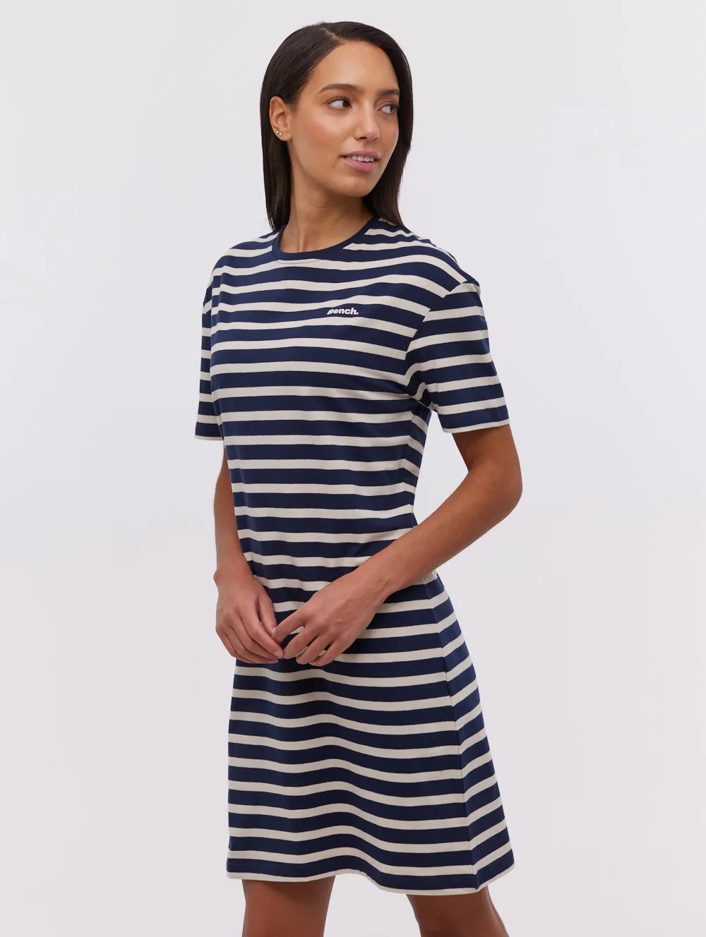 Layered Shirt Transitional Fashion Frandi Striped T-Shirt Midi Dress