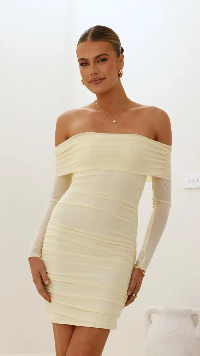 Glow Mode Isadora Off Shoulder Mini Dress - Yellow