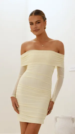 Glow Mode Isadora Off Shoulder Mini Dress - Yellow