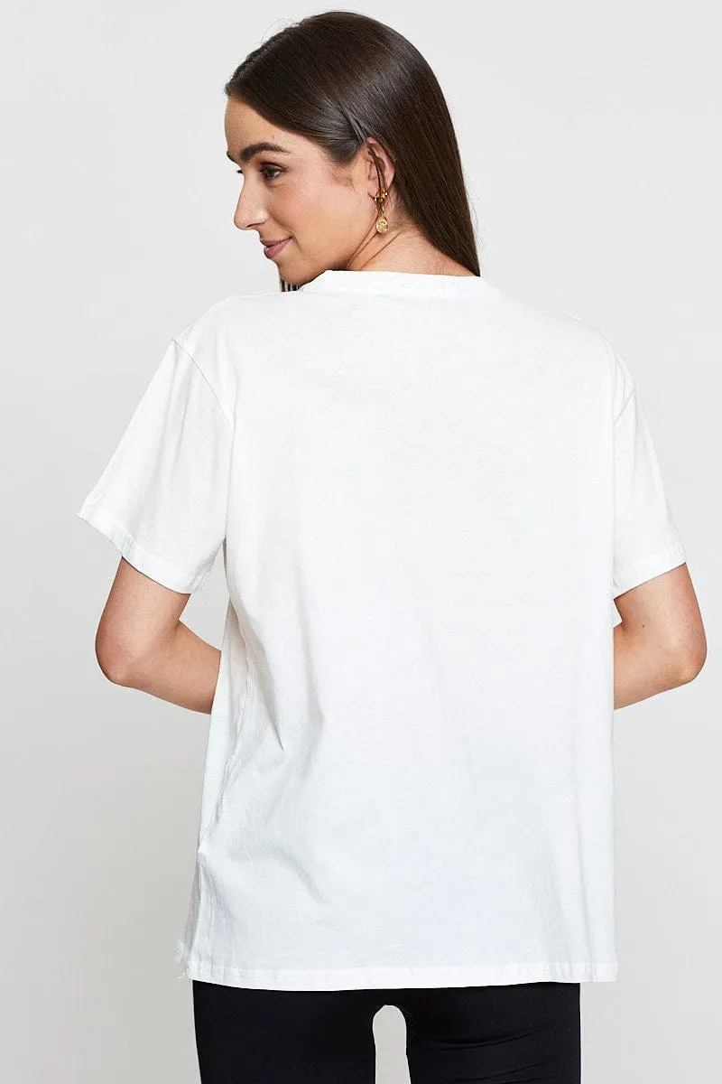 Easy Go Wrinklefree White Vintage T-Shirt Short Sleeve