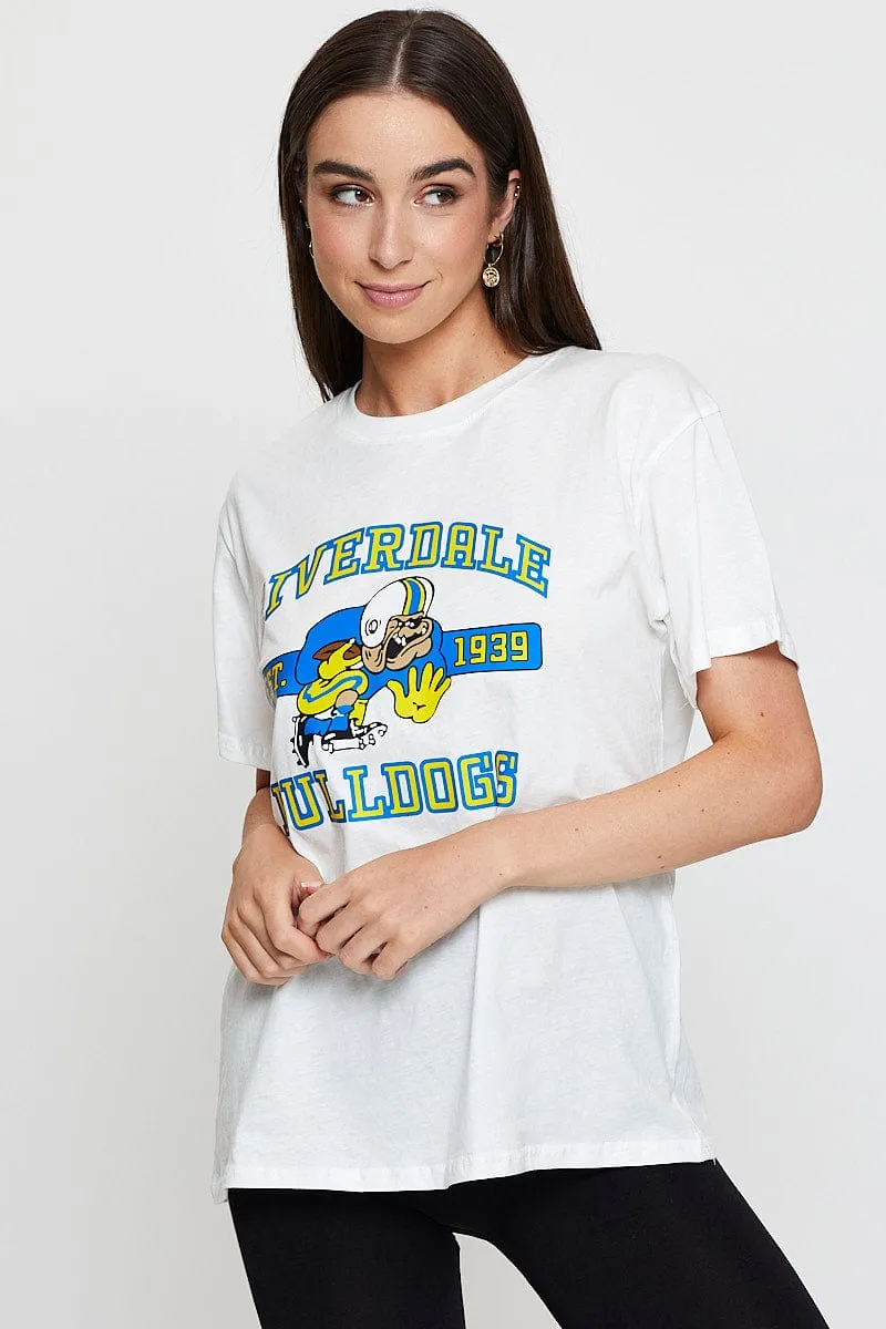 White Vintage T-Shirt Short Sleeve Functional Wear
