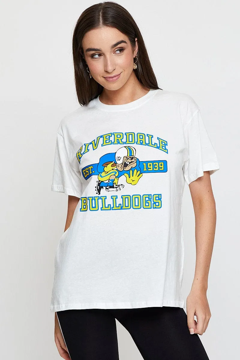 All-Season Wear White Vintage T-Shirt Short Sleeve