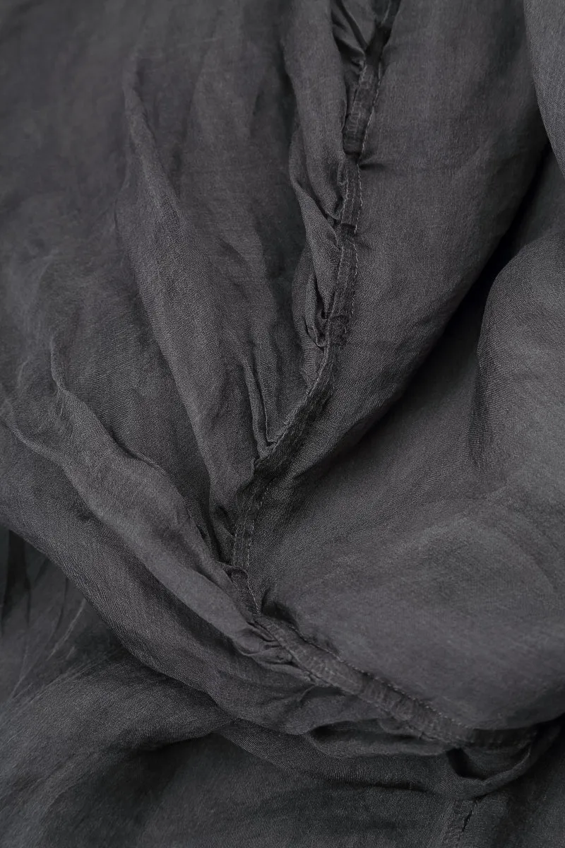Soft Lining Ruched Graphite Blue Silk Chiffon Skirt
