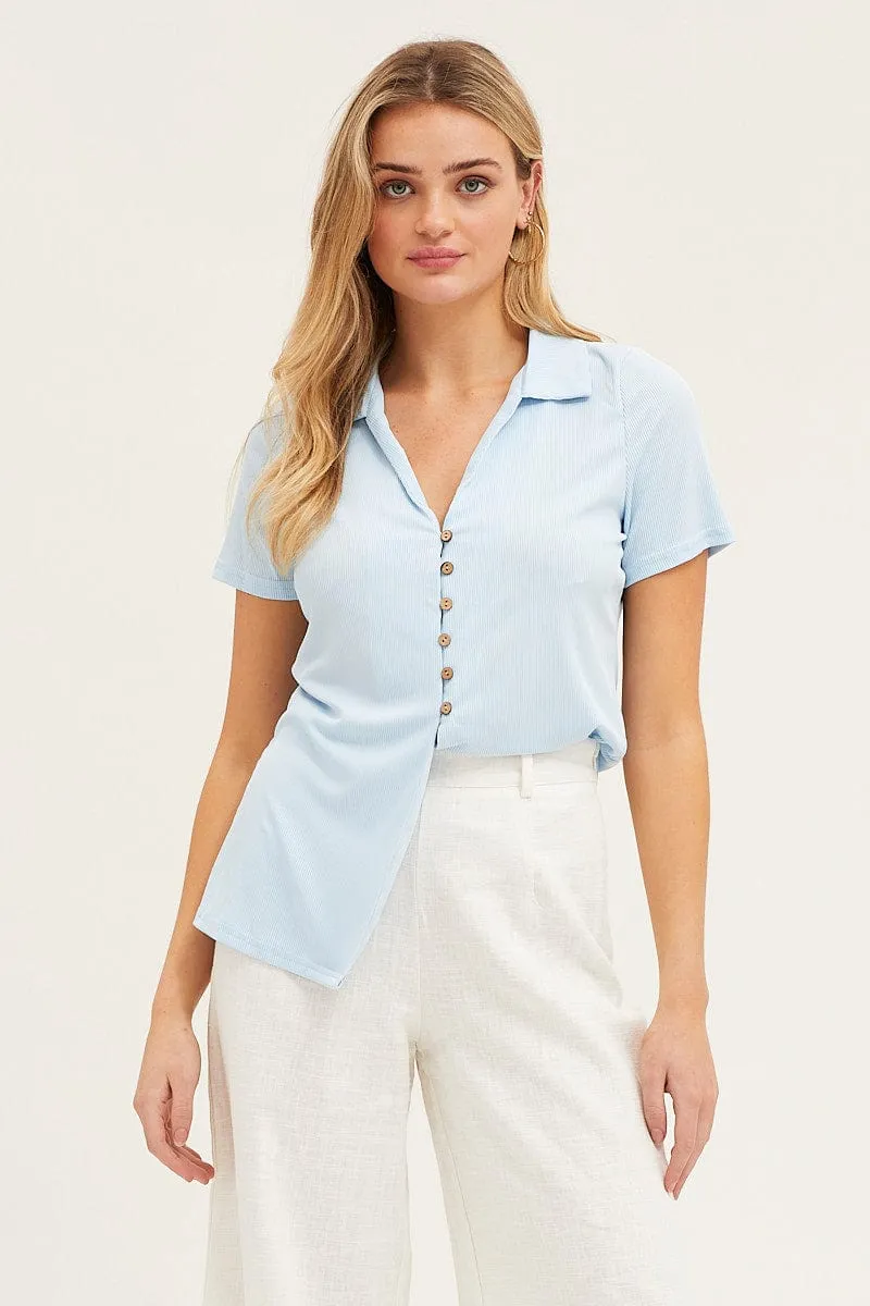 Concert Vibe Everyday Outfit Blue Button Front Shirt