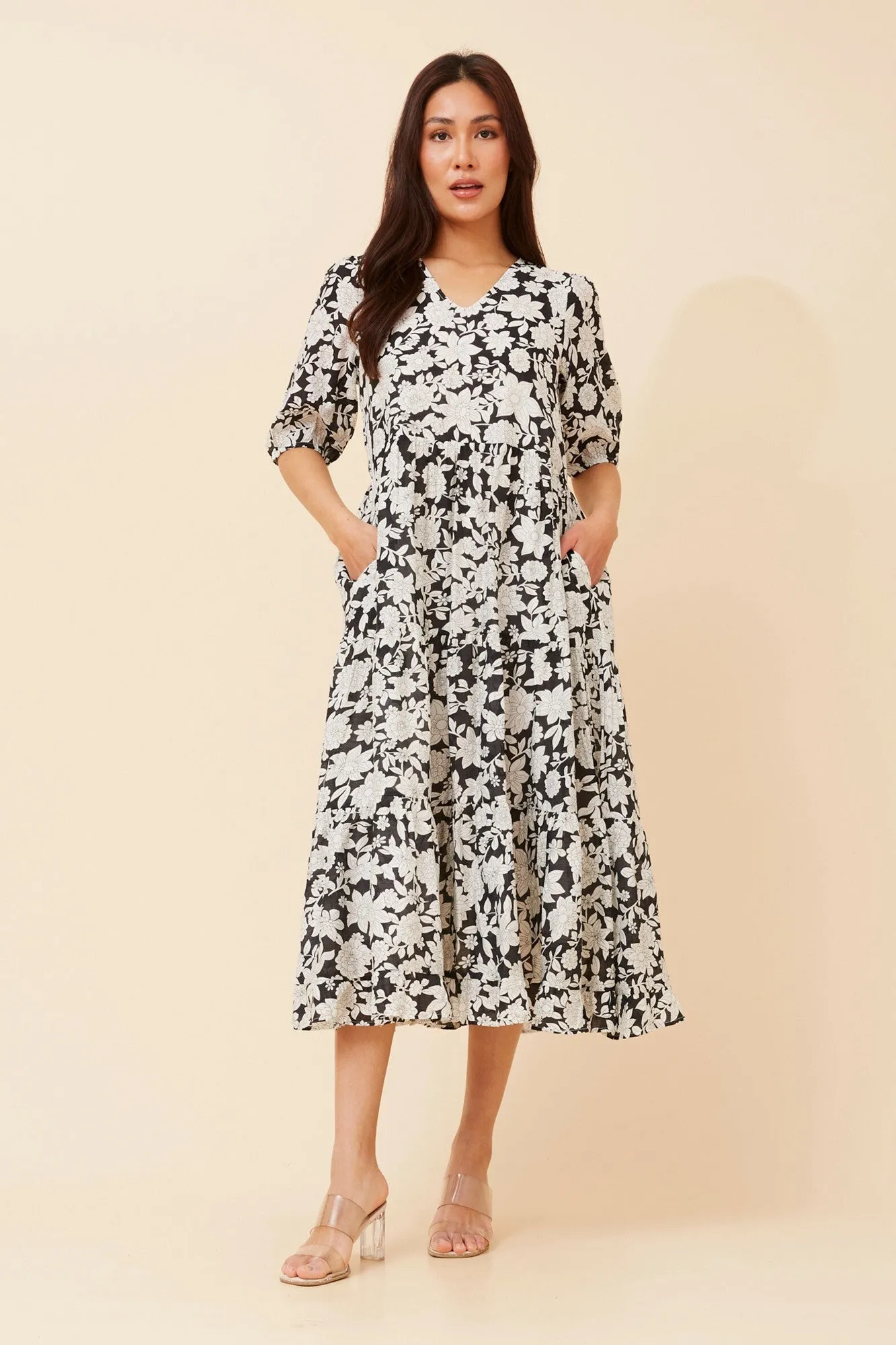Harbor Walk Art Gallery ZIAN FLORAL MIDI DRESS
