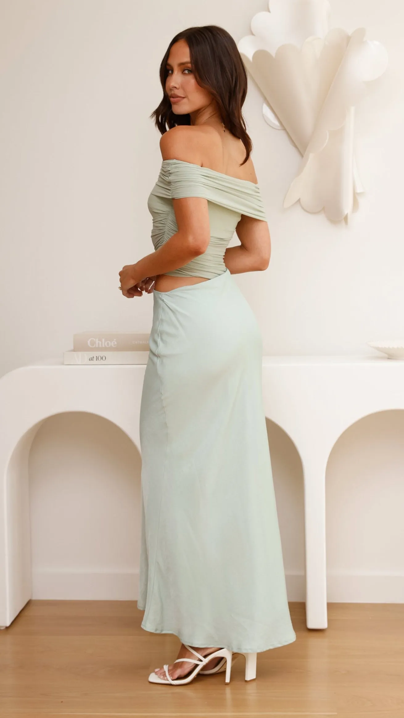 Daena Off Shoulder Maxi Dress - Sage Effortless chic full-length dress