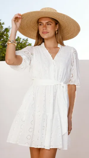 Sleek Fit Flattering Cut Francia Mini Dress - White