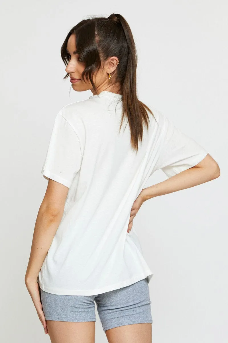 NonRestrictive Cut WaterResistant Coating White Graphic T-Shirt Short Sleeve