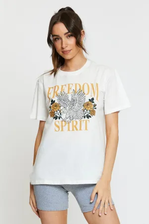 White Graphic T-Shirt Short Sleeve Spark Mood