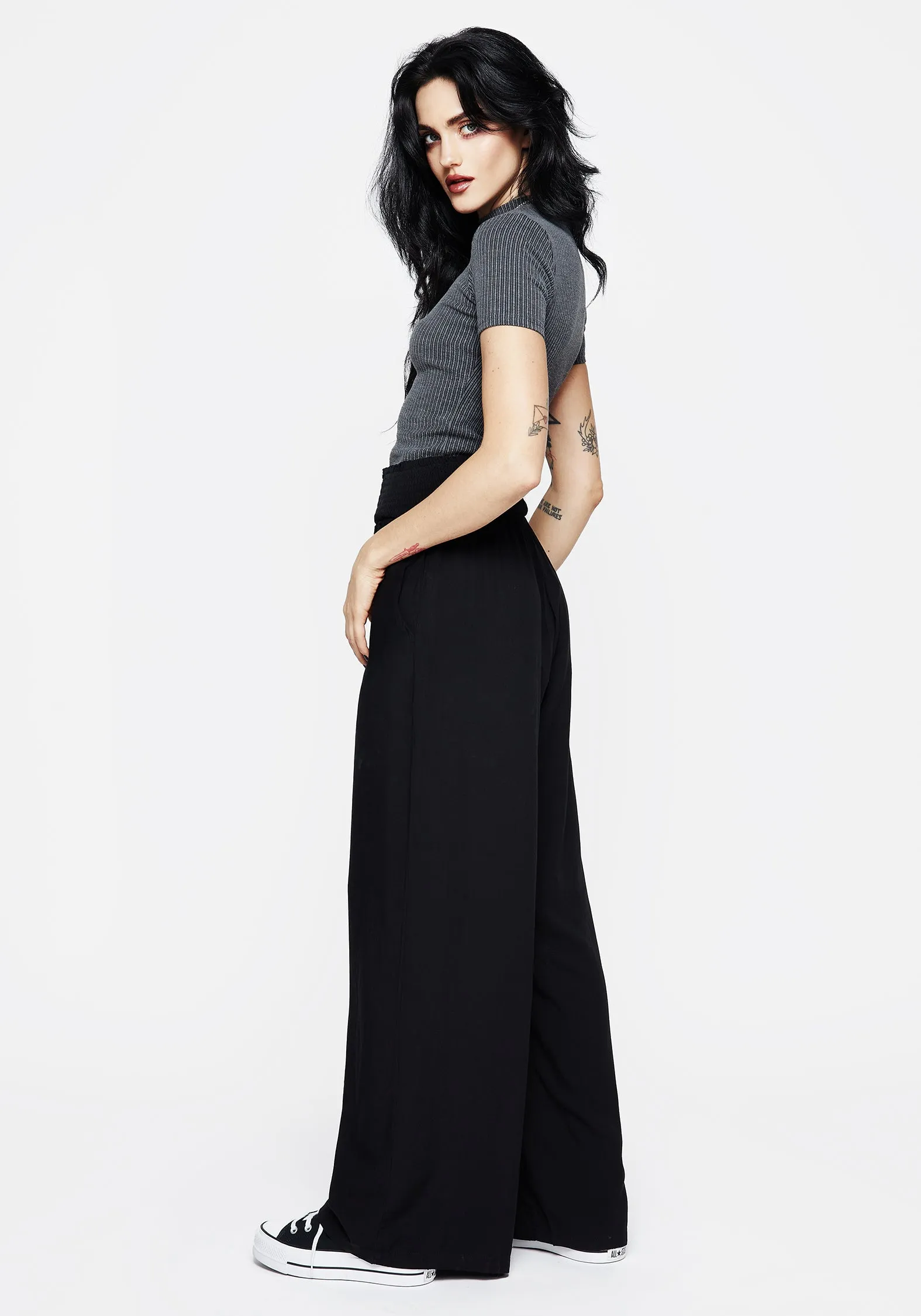 Dusk Flowy Trousers Sleek Look Flatlock Seams