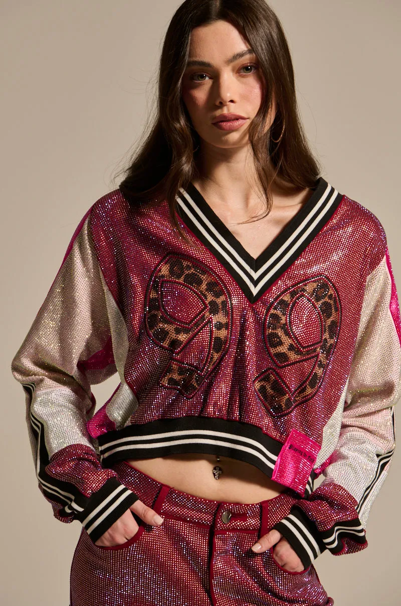 Fashion Wearable ONLY THE COOLEST RHINESTONE JERSEY SWEATSHIRT