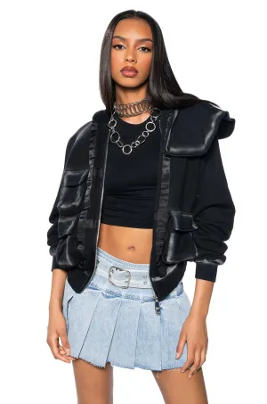Classic Sporty pearl accents OUT OF THIS WORLD LONG SLEEVE ZIP UP HOODIE
