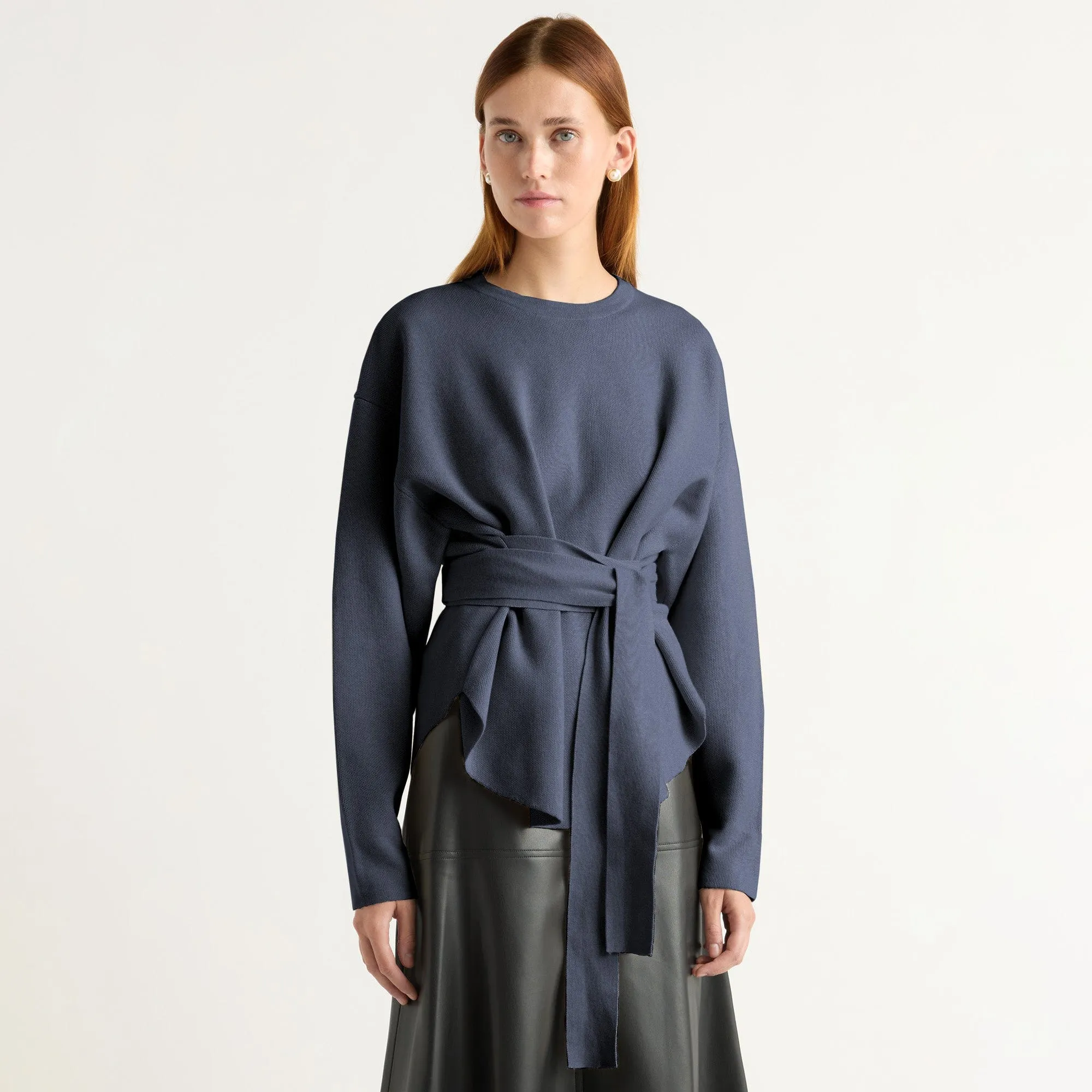 Unisex style Nara Tie-Front Knit Sweater