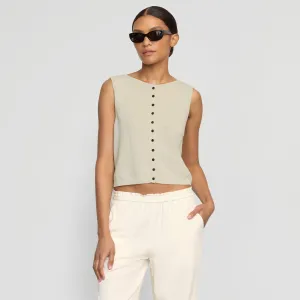 Elith Cotton-Linen Button Knit Vest Classic Fit Layering Knit