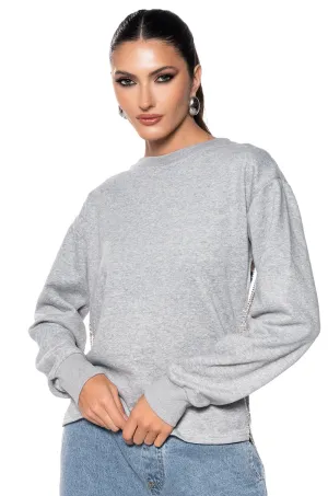 CHAINED TO THE RHYTHM REVERSIBLE LONGSLEEVE RHINESTONE CHAIN TOP Essential Layer