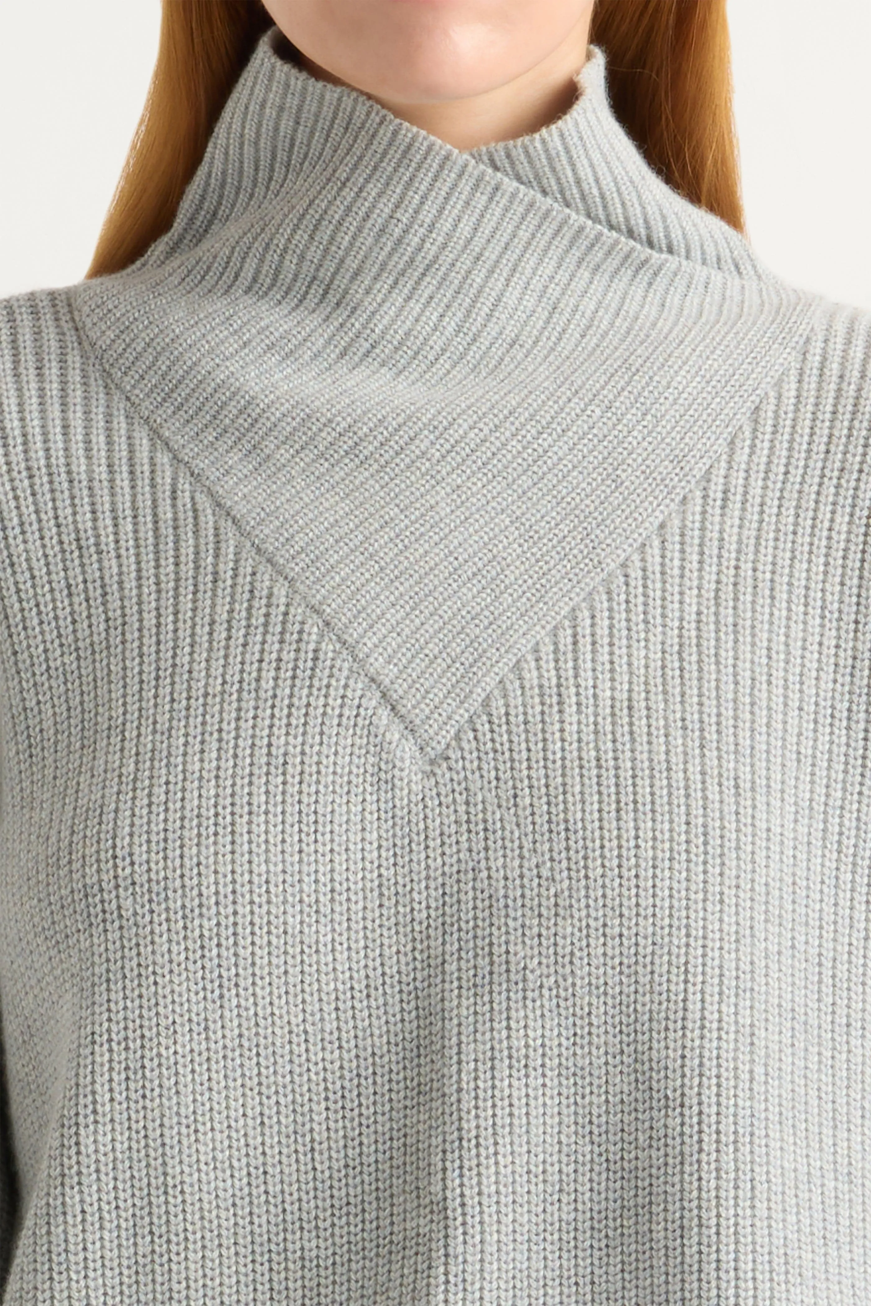 Daria Wrap-Neck Organic Cotton-Wool Sweater Comfy Wearable Comfy Fashion