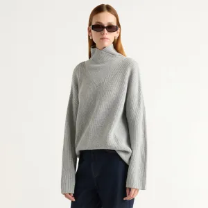 Daria Wrap-Neck Organic Cotton-Wool Sweater Knit Fabric