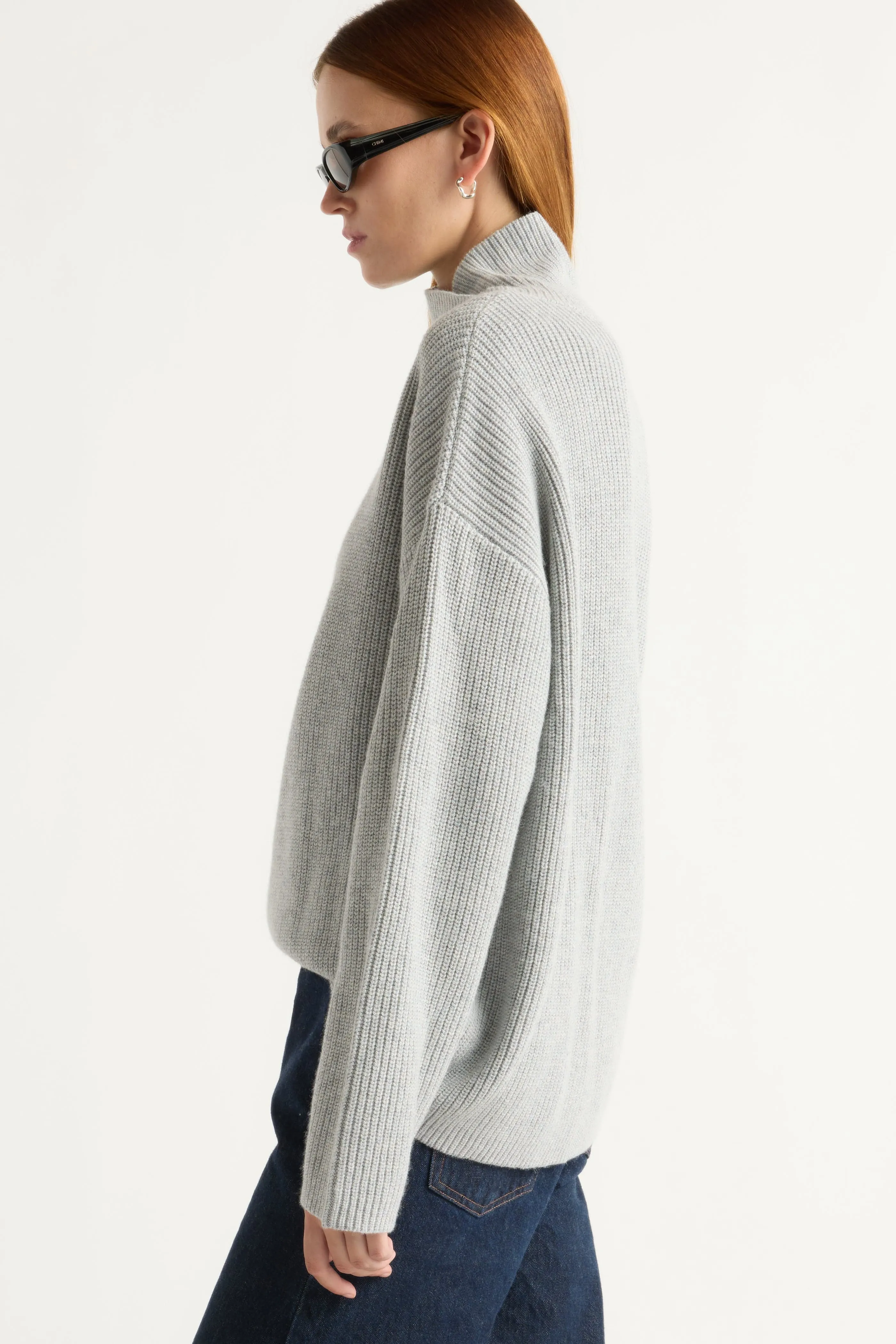 Daria Wrap-Neck Organic Cotton-Wool Sweater Soft Touch Texture
