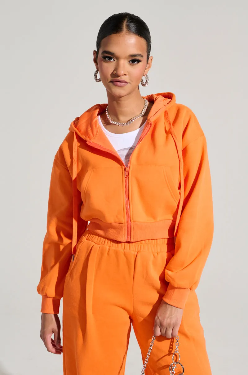 ORANGE CROP ZIP UP SWEATSHIRT Relaxed Fit