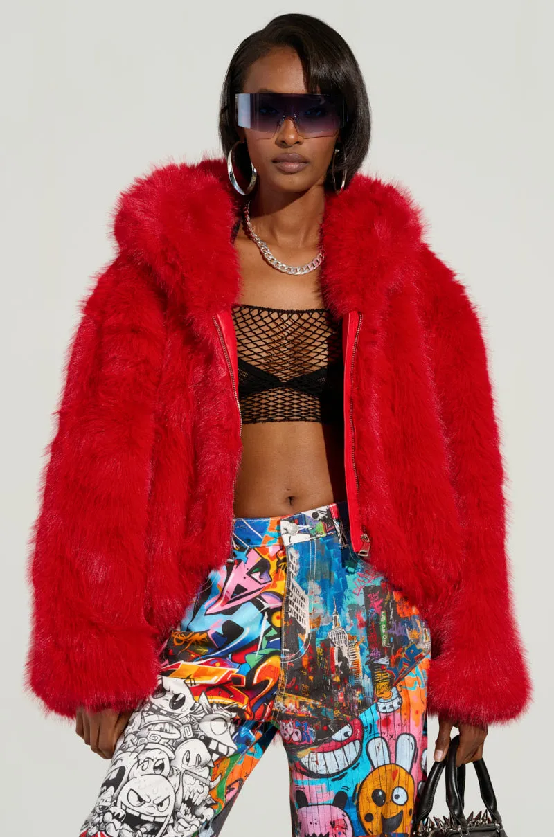 LOOK AT ME NOW HOODED FUR BOMBER Adventure Ready
