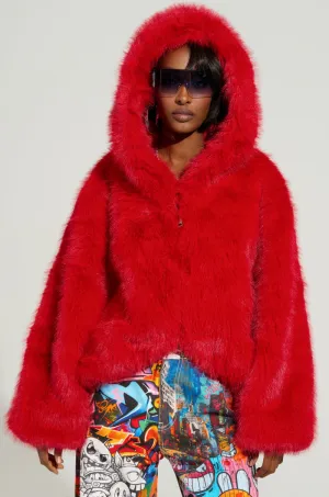 LOOK AT ME NOW HOODED FUR BOMBER casual top consumer preference
