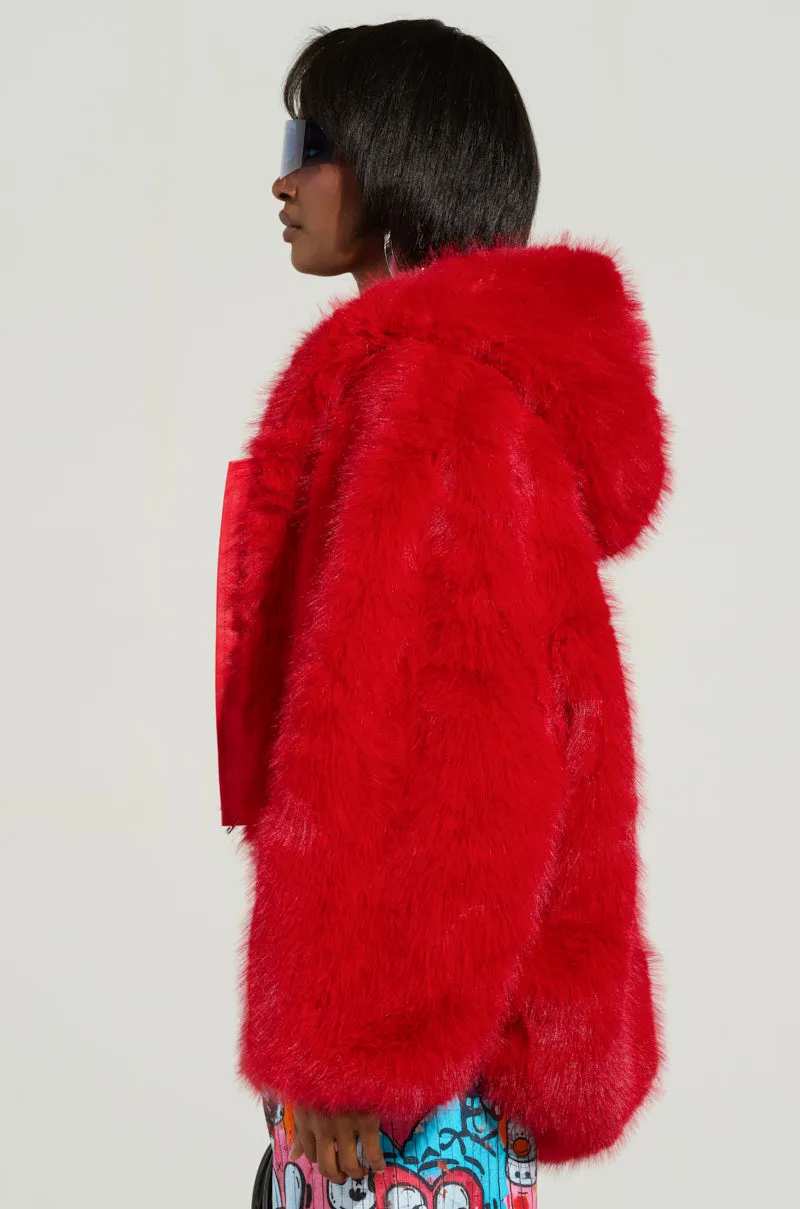 Essential Chic Modern Look LOOK AT ME NOW HOODED FUR BOMBER