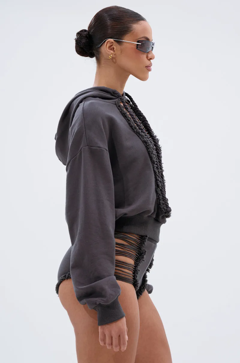 STRESSED AND DISTRESSED SWEATSHIRT Smooth Texture Unisex style