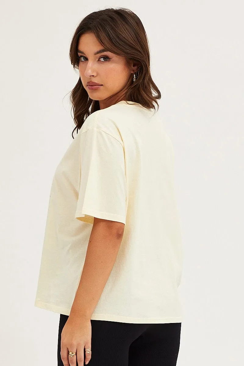 White Crew Neck Graphic T-Shirt Anti Odor Treatment Weekend Smart Look