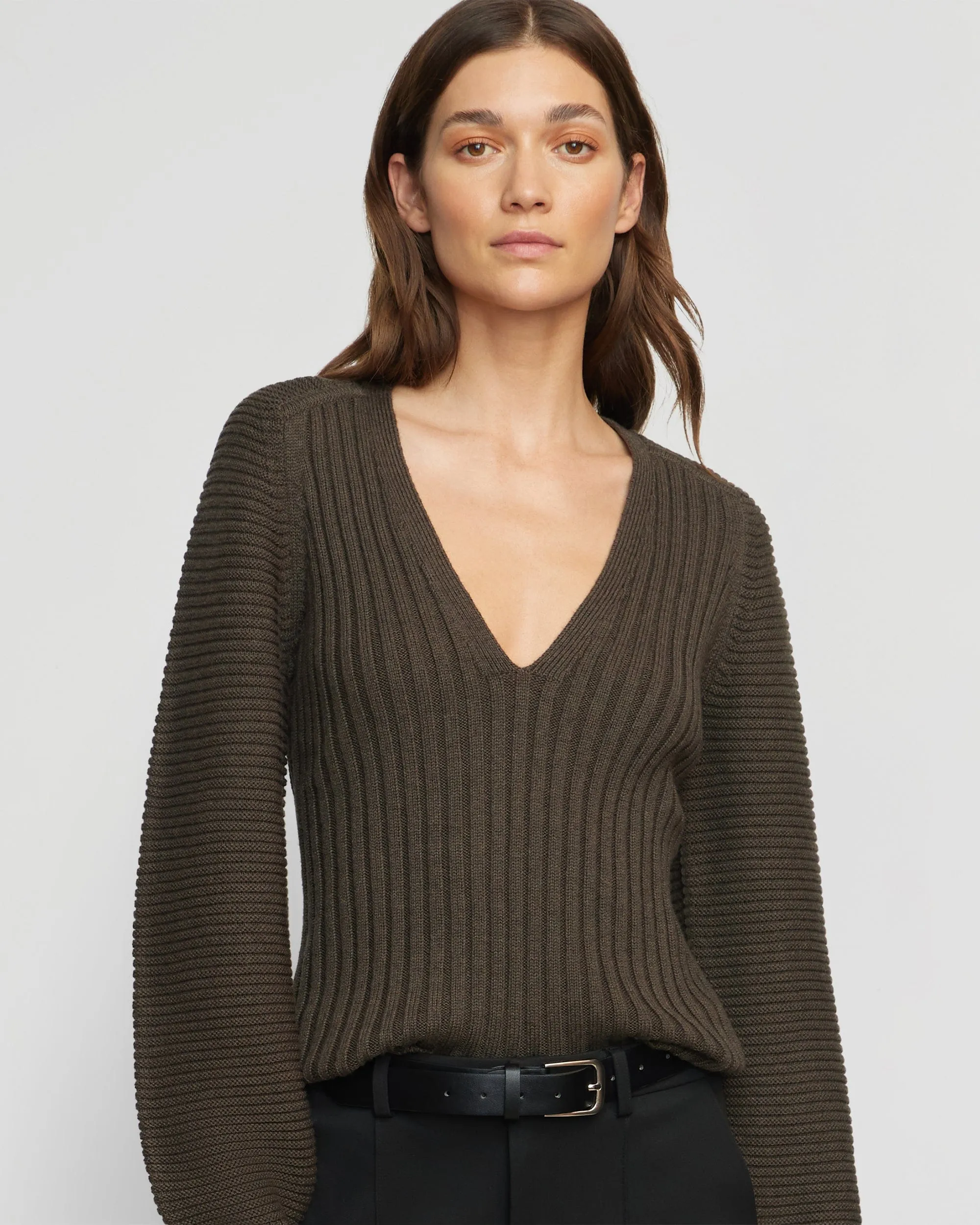 Chilly Look Sanne Ottoman-Knit V-Neck Sweater