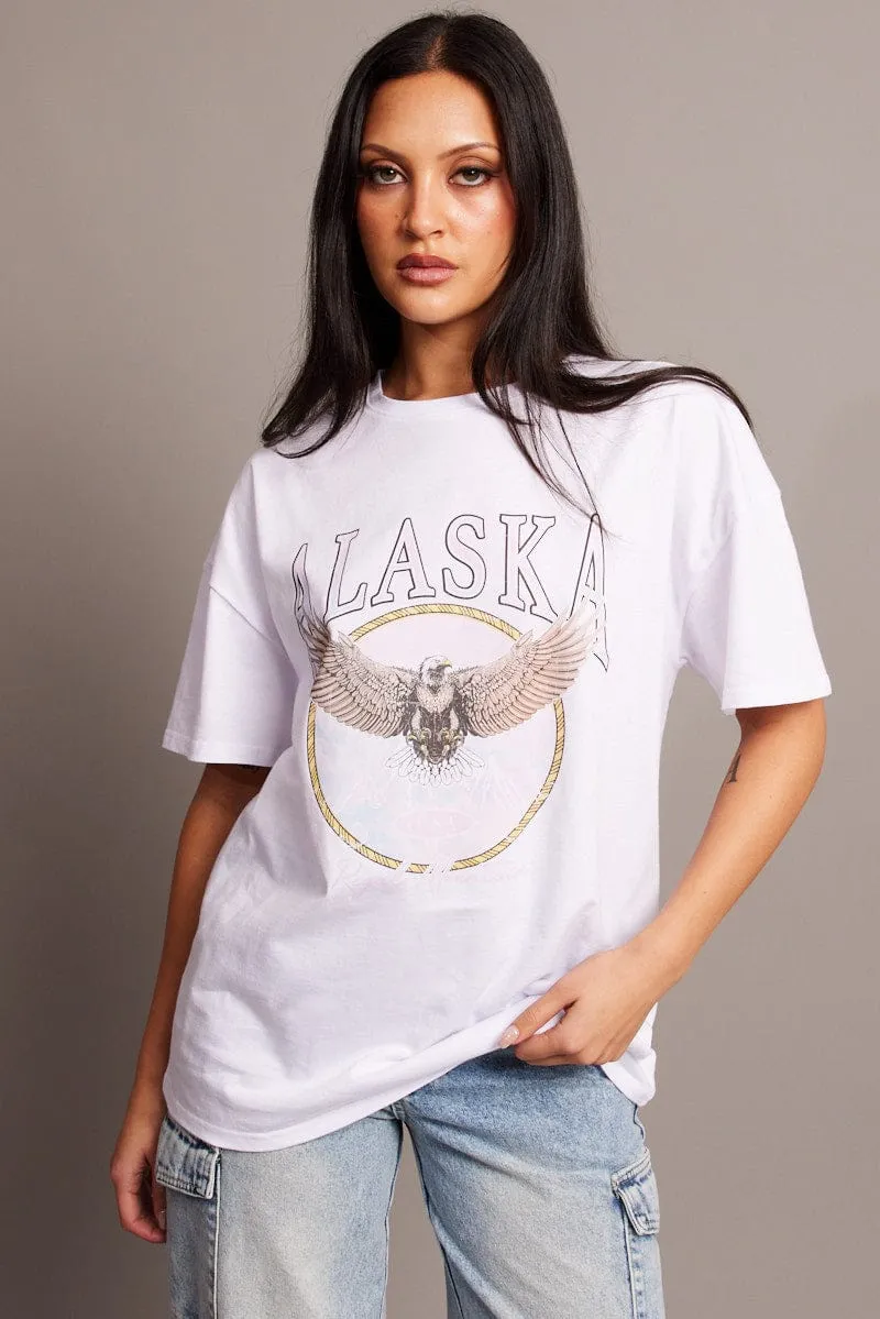 White Graphic Tee Short Sleeve WrinkleResistant Comfort and Breathable