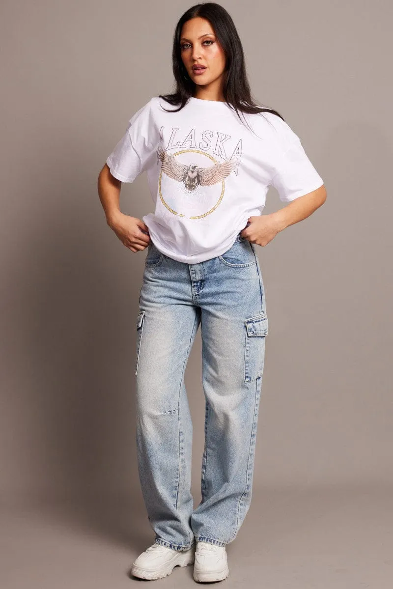Standard Body Fit White Graphic Tee Short Sleeve