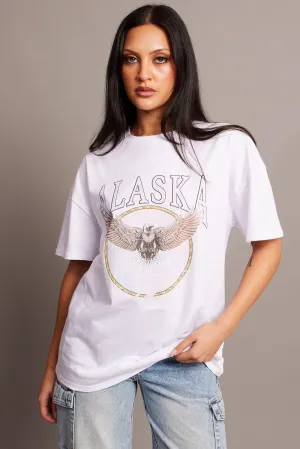 White Graphic Tee Short Sleeve WrinkleResistant Comfort and Breathable