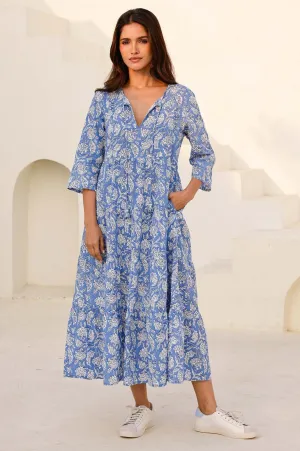 Trendy Chic Emma Organic Cotton Dress | Blue/White