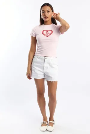 BreathableMeshLining Comfort Design Pink Graphic Tee Short Sleeve