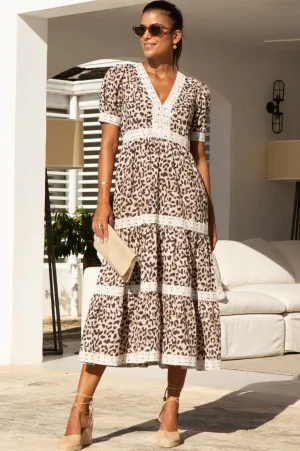 Enny Short Sleeve Linen Dress | Leopard Print Chic and Simple