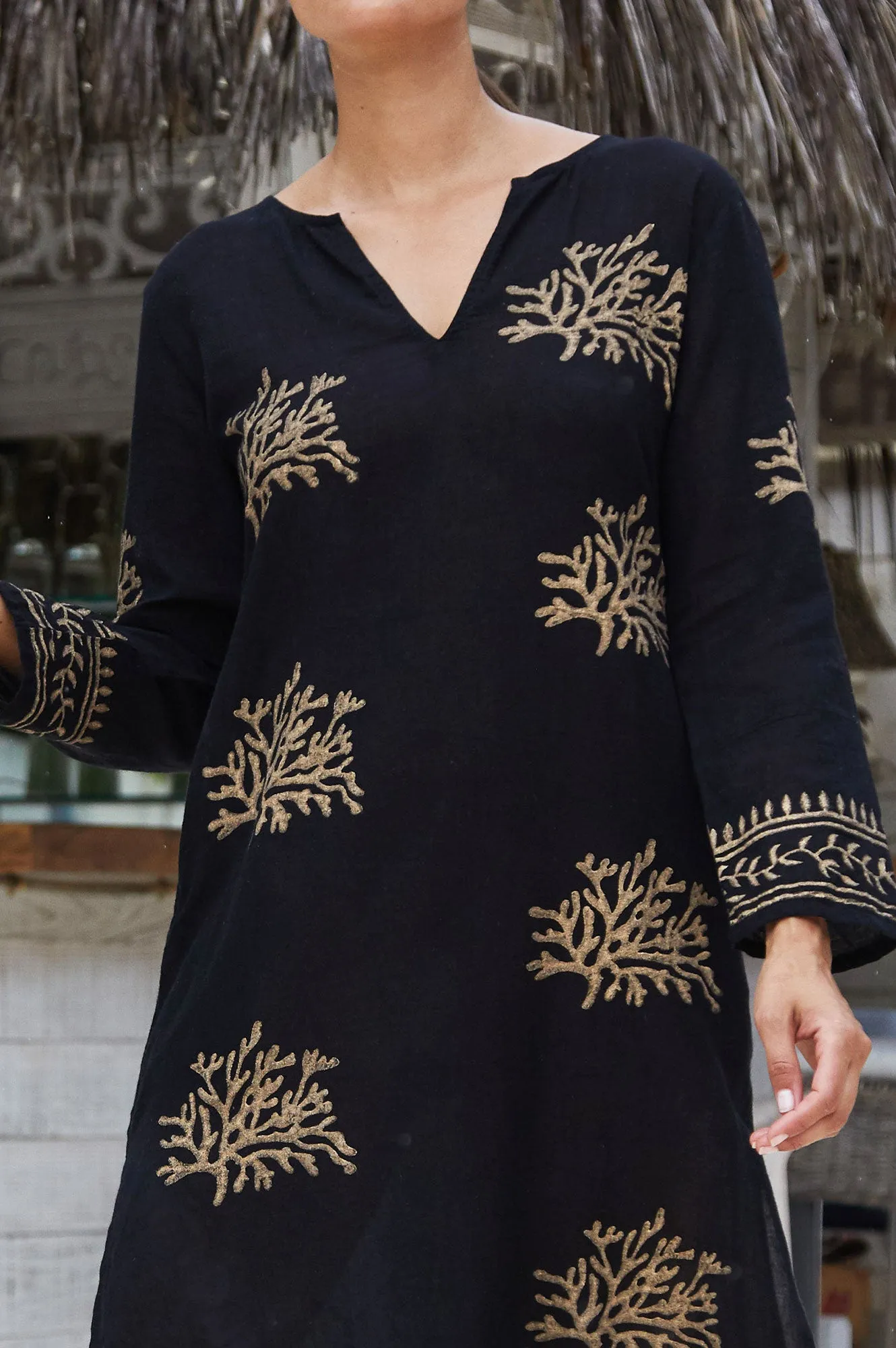 Windy Ready Guadalupe Maxi Tunic | Black/Gold