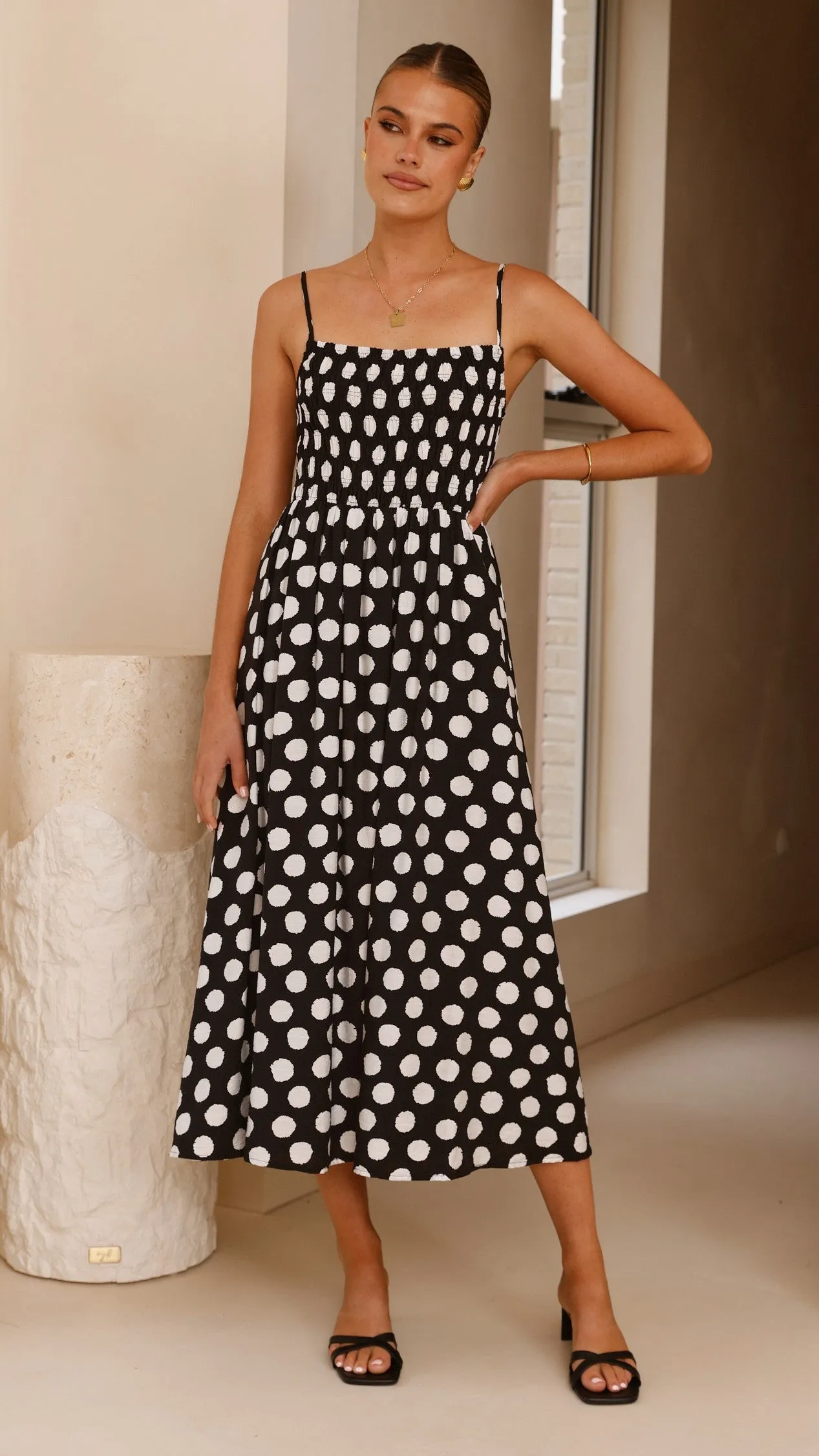 Classic Comfort VIP Area Roma Midi Dress - Black/ White Spot