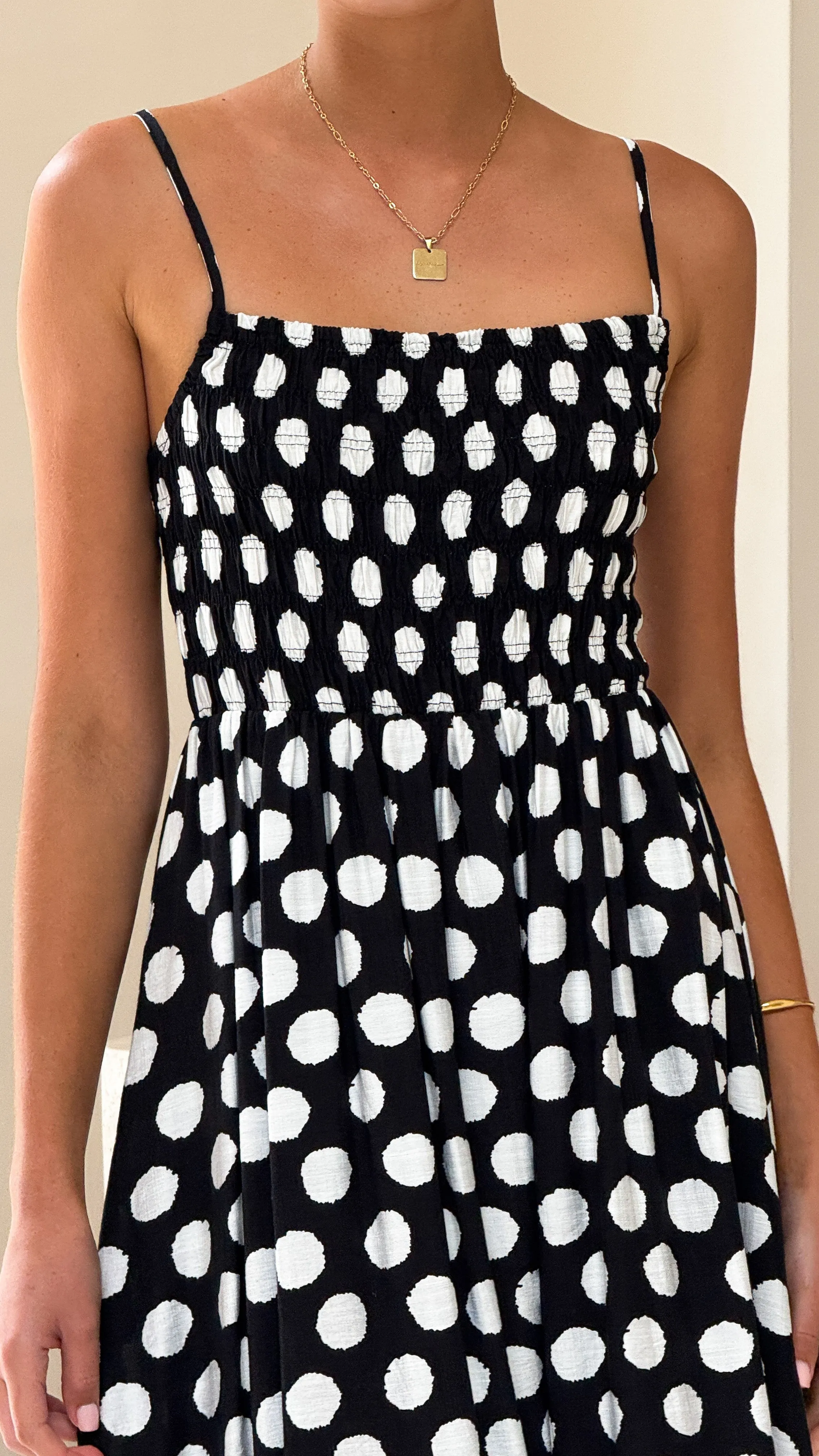 Gentle Power Pearl Soft Roma Midi Dress - Black/ White Spot