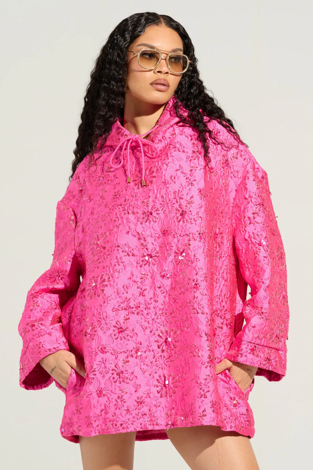 Trendy Basics WOKE UP LIKE THIS BROCADE SWEATSHIRT DRESS