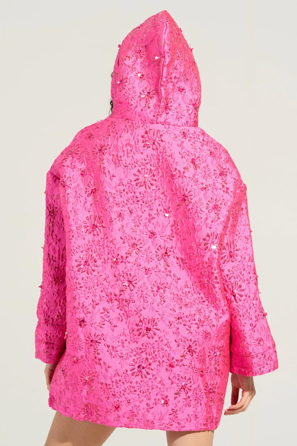 WOKE UP LIKE THIS BROCADE SWEATSHIRT DRESS Drawcord Hood Cozy Basics