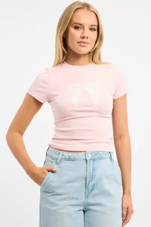 Pink Graphic Tee Short Sleeve Easy Wear Style Vintage Look