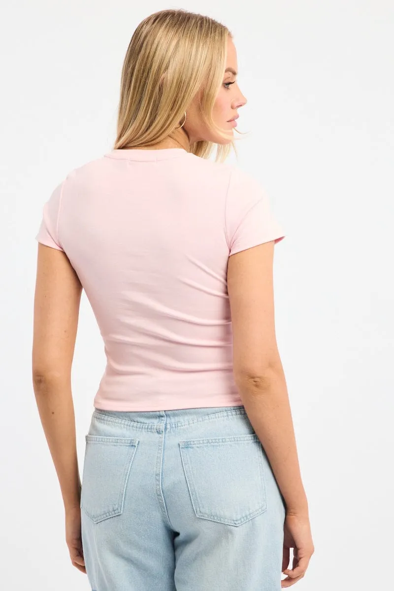 Anti-bacterial Layered Comfort Pink Graphic Tee Short Sleeve