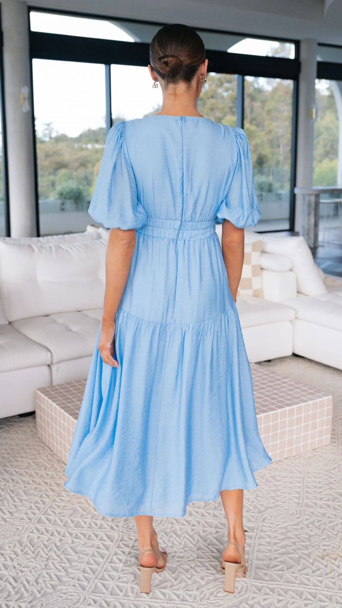 Confident Girl Flattering Fit Erin Midi Dress - Blue