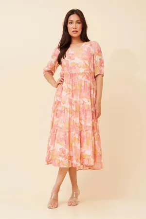 ZIAN FLORAL MIDI DRESS Flattering Outfit Everyday Smart