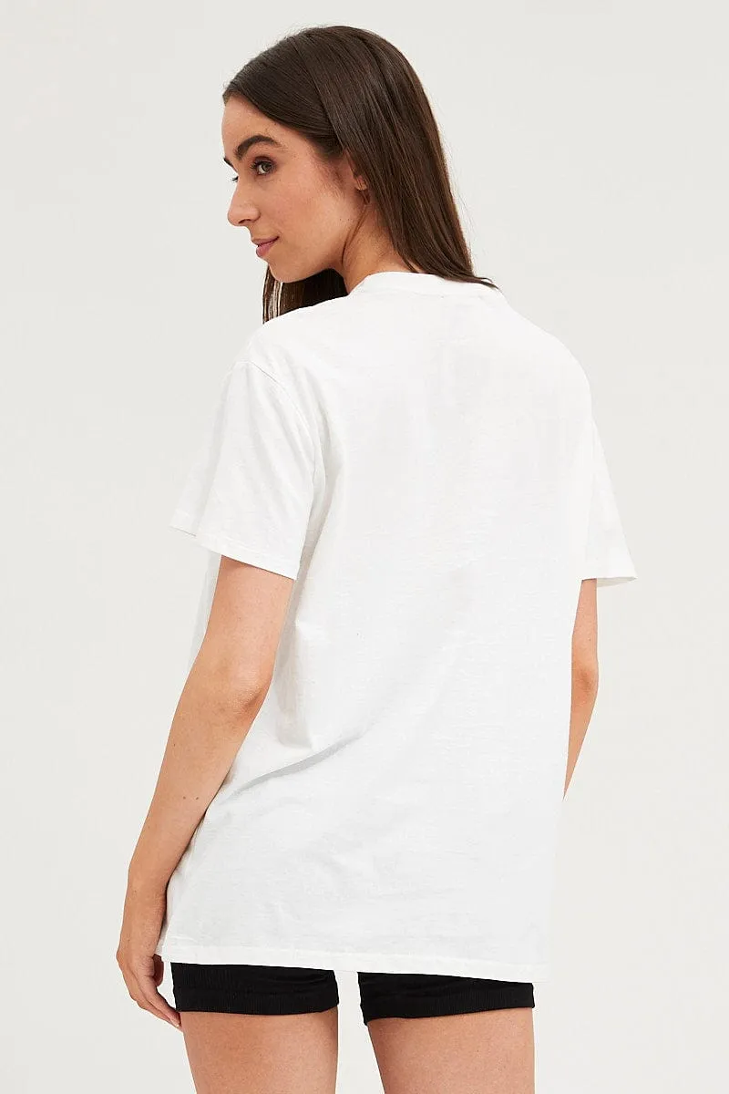 Casual and cool White Graphic T-Shirt Short Sleeve