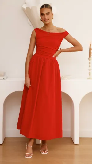 Immy Midi Dress - Red Platinum Shine One Step Look