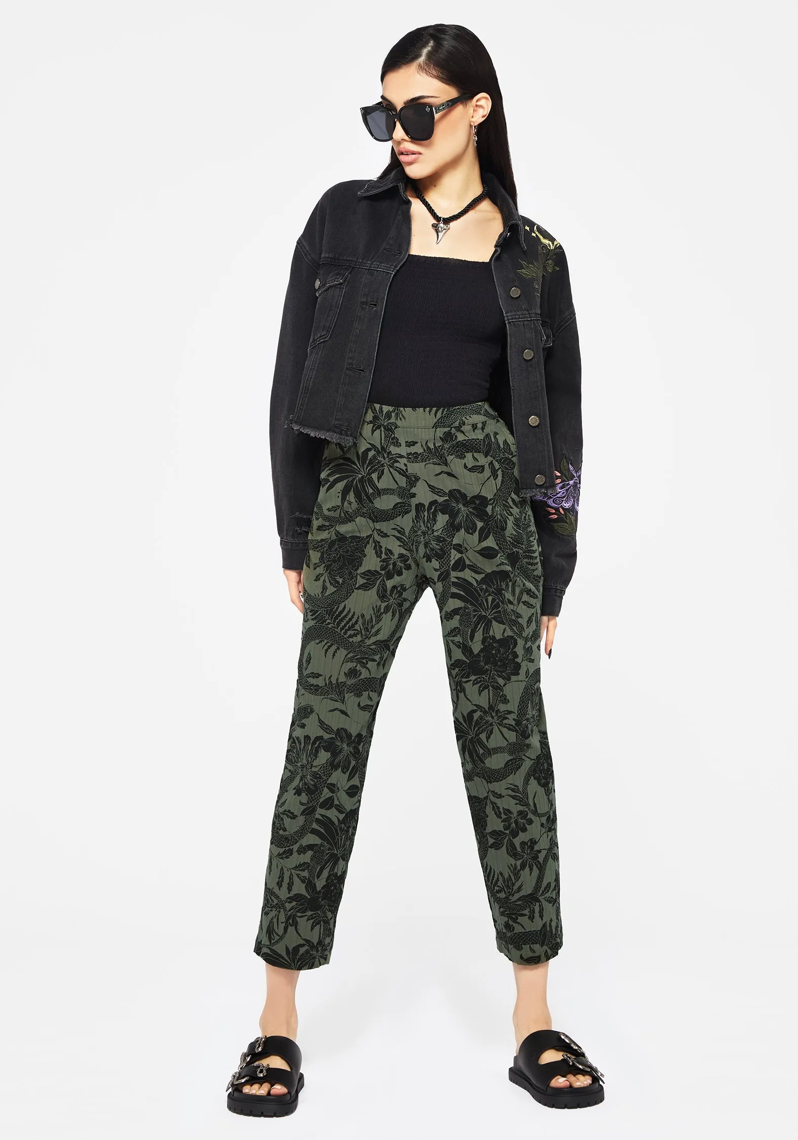 Bashe Cotton Soft Tapered Trousers - Green OdorResistantTreatment