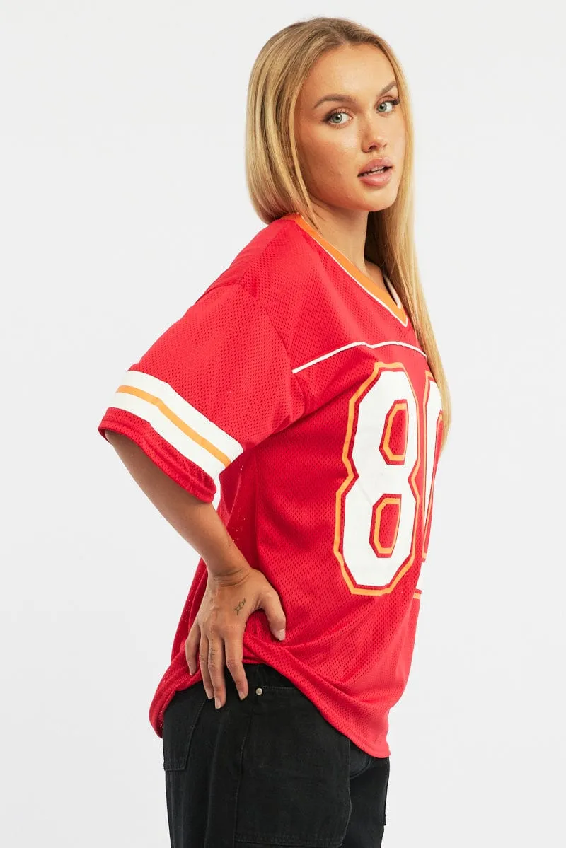 Red Sport Tee Short Sleeve Comfortable Casual Luxury exclusivity